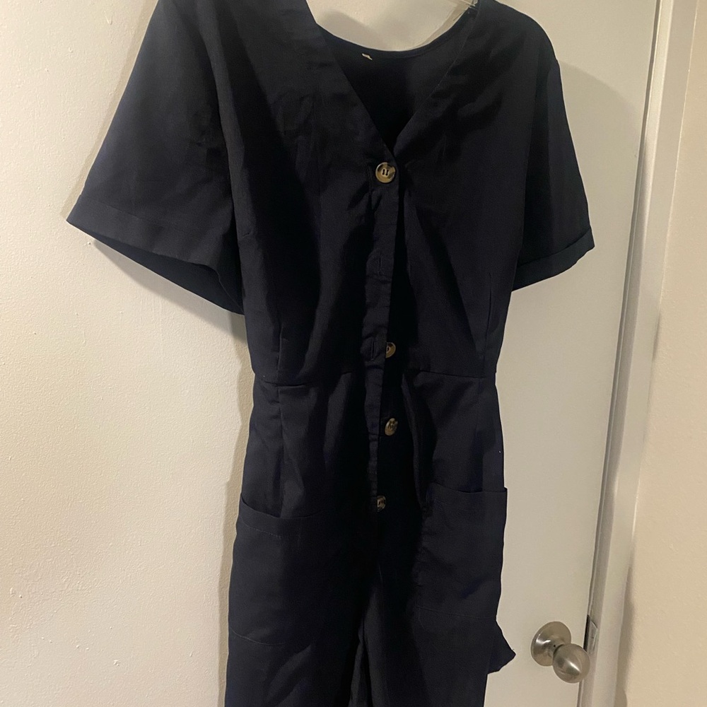Chic navy Button-Up romper